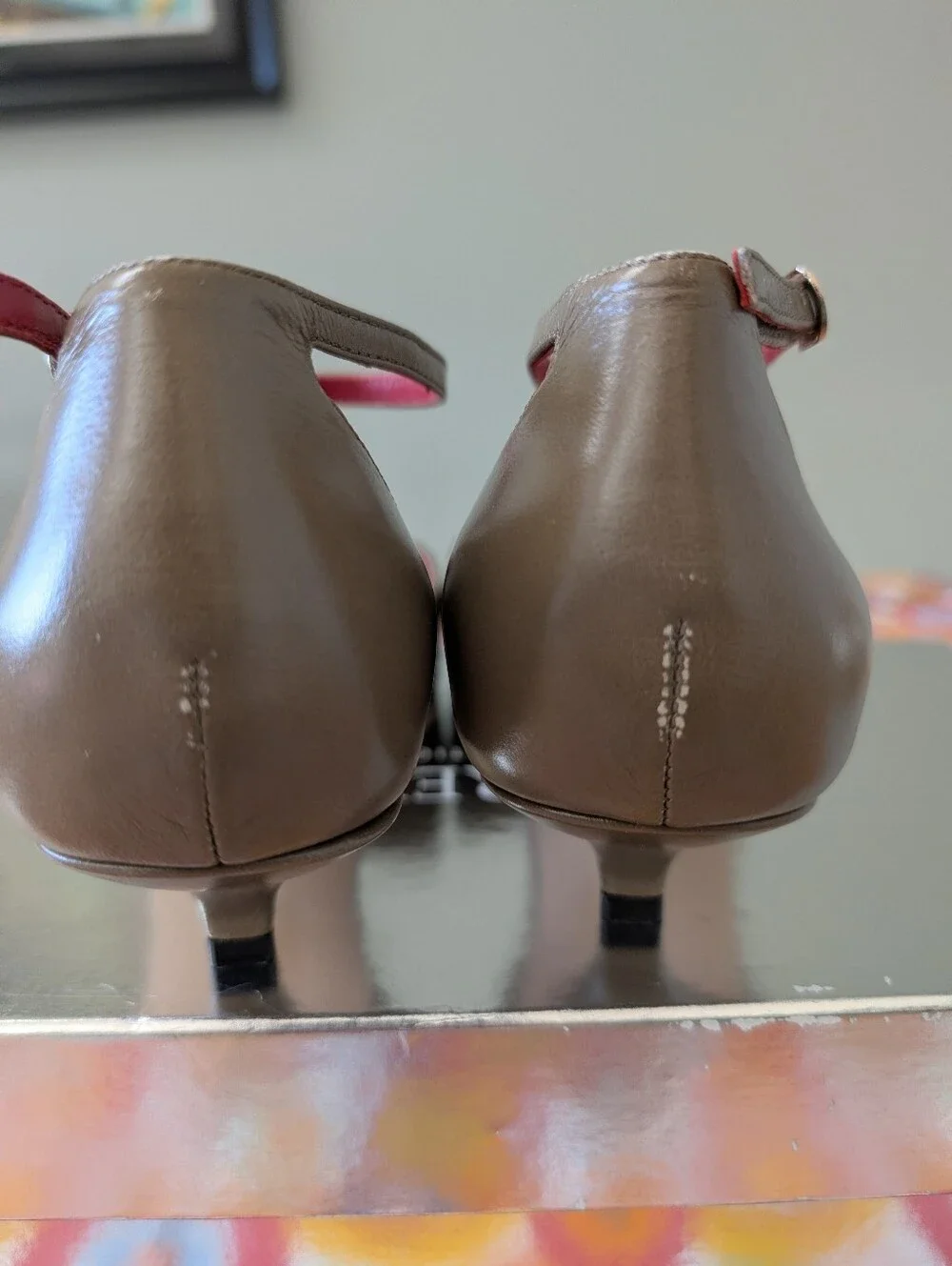 J Crew Made-in-Italy T-strap heels in leather CR930  Size 9.5 *Flawed